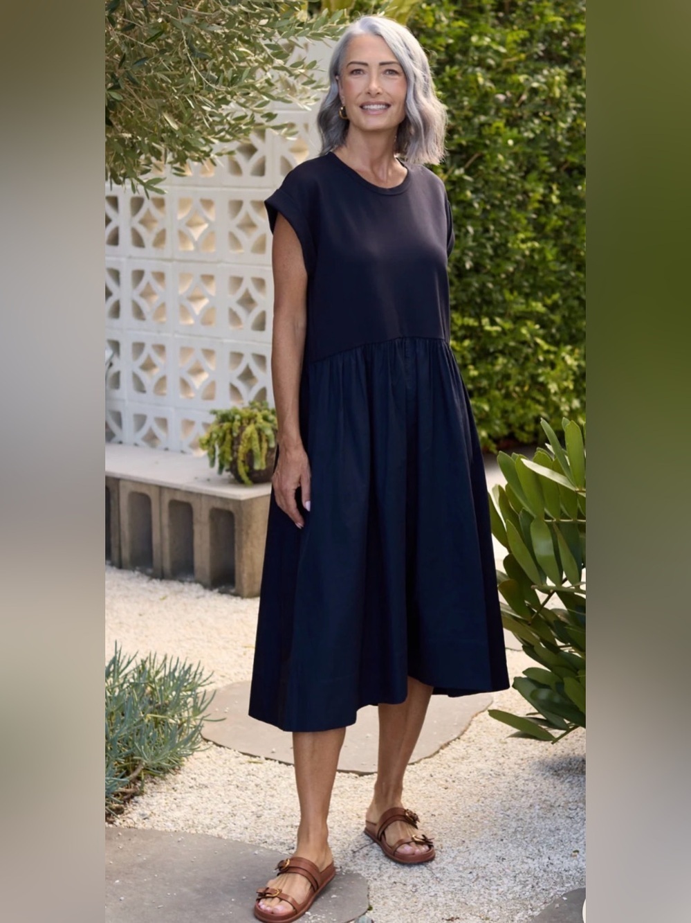 MAYE French Navy Blue Greta Midi Dress Size Large NWT